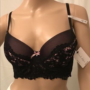 French Affair Black & Pink Lace Bra 36B